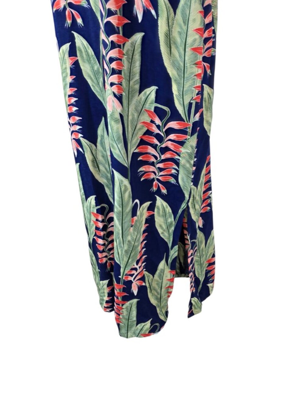 Hilo Hattie Hawaiian Maxi Dress, Short Sleeve, Leaf Floral Print, Resortwear, L - Picture 8 of 9